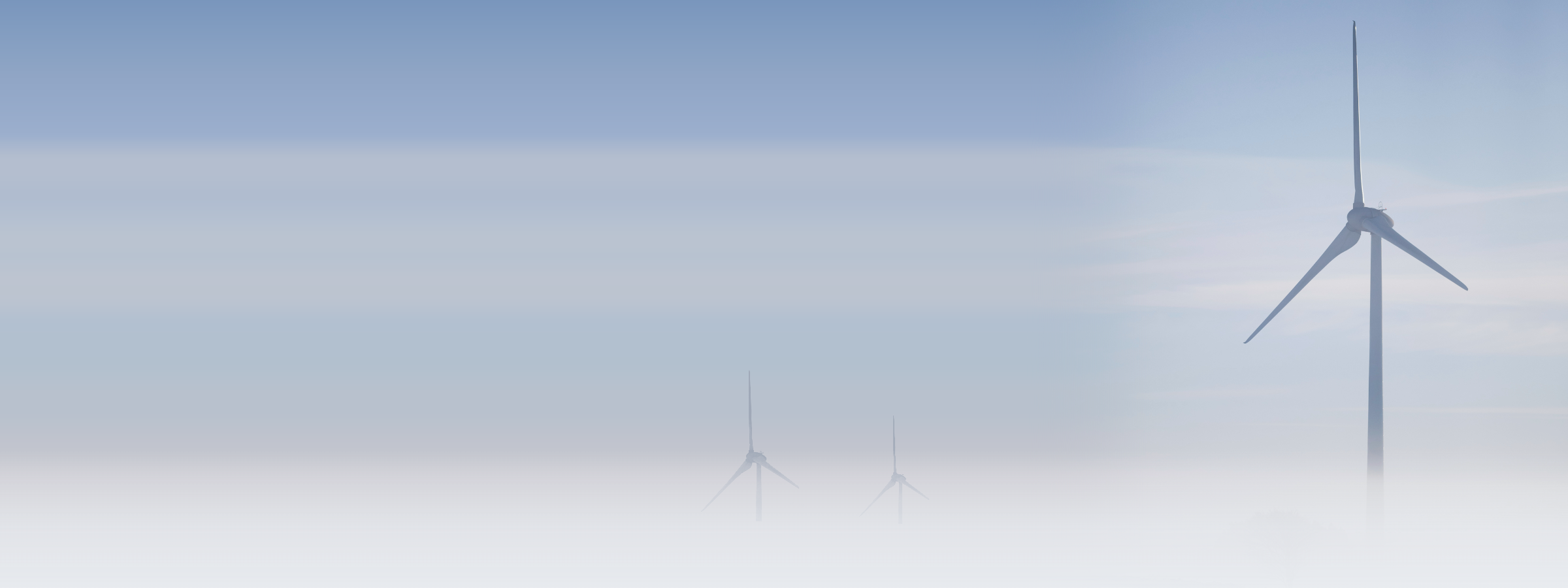 Wind turbines on the Central Asian steppe in morning mist